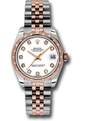 rolex-steel-and-everose-gold-datejust-31-watch-24-diamond-bezel-white-diamond-dial-jubilee-bracelet-178341-wdj