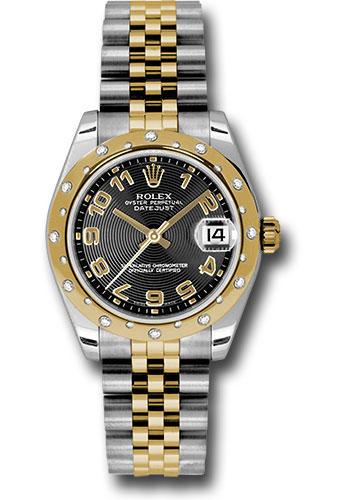 rolex-steel-and-yellow-gold-datejust-31-watch-24-diamond-bezel-black-concentric-circle-arabic-dial-jubilee-bracelet-178343-bkcaj