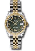 rolex-steel-and-yellow-gold-datejust-31-watch-24-diamond-bezel-olive-green-diamond-roman-vi-roman-dial-jubilee-bracelet-178343-ogdrj