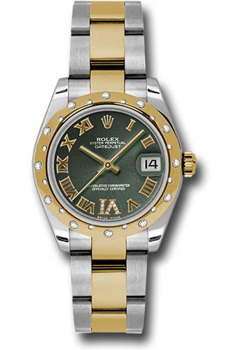 rolex-steel-and-yellow-gold-datejust-31-watch-24-diamond-bezel-olive-green-diamond-roman-vi-roman-dial-oyster-bracelet-178343-ogdro