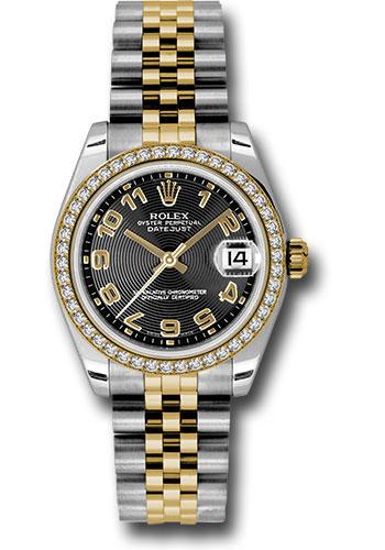 rolex-steel-and-yellow-gold-datejust-31-watch-46-diamond-bezel-black-concentric-circle-arabic-dial-jubilee-bracelet-178383-bkcaj