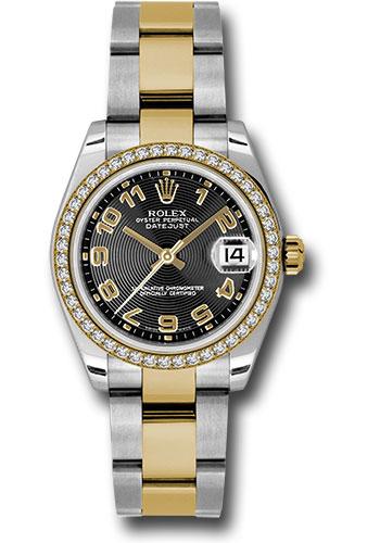 rolex-steel-and-yellow-gold-datejust-31-watch-46-diamond-bezel-black-concentric-circle-arabic-dial-oyster-bracelet-178383-bkcao
