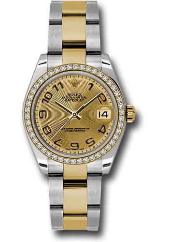 rolex-steel-and-yellow-gold-datejust-31-watch-46-diamond-bezel-champagne-concentric-circle-arabic-dial-oyster-bracelet-178383-chcao