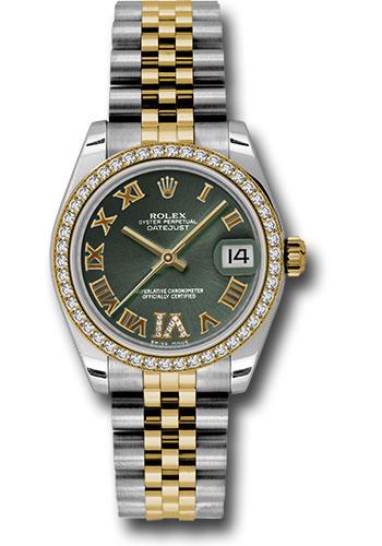 rolex-steel-and-yellow-gold-datejust-31-watch-46-diamond-bezel-olive-green-diamond-roman-vi-roman-dial-jubilee-bracelet-178383-ogdrj