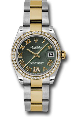 rolex-steel-and-yellow-gold-datejust-31-watch-46-diamond-bezel-olive-green-diamond-roman-vi-roman-dial-oyster-bracelet-178383-ogdro