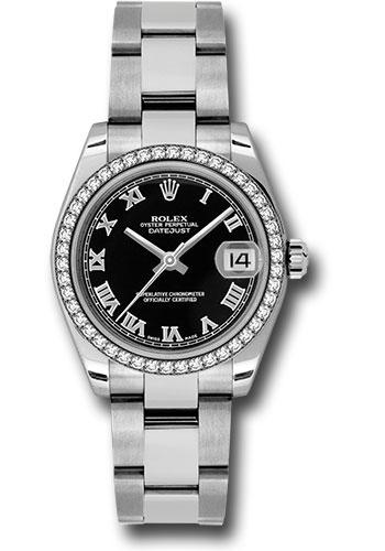 rolex-steel-and-white-gold-datejust-31-watch-46-diamond-bezel-black-roman-dial-oyster-bracelet-178384-bkro