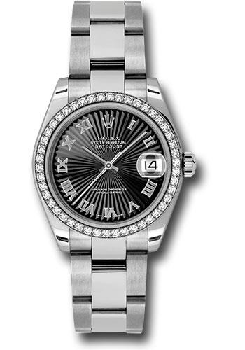 rolex-steel-and-white-gold-datejust-31-watch-46-diamond-bezel-black-sunbeam-roman-dial-oyster-bracelet-178384-bksbro