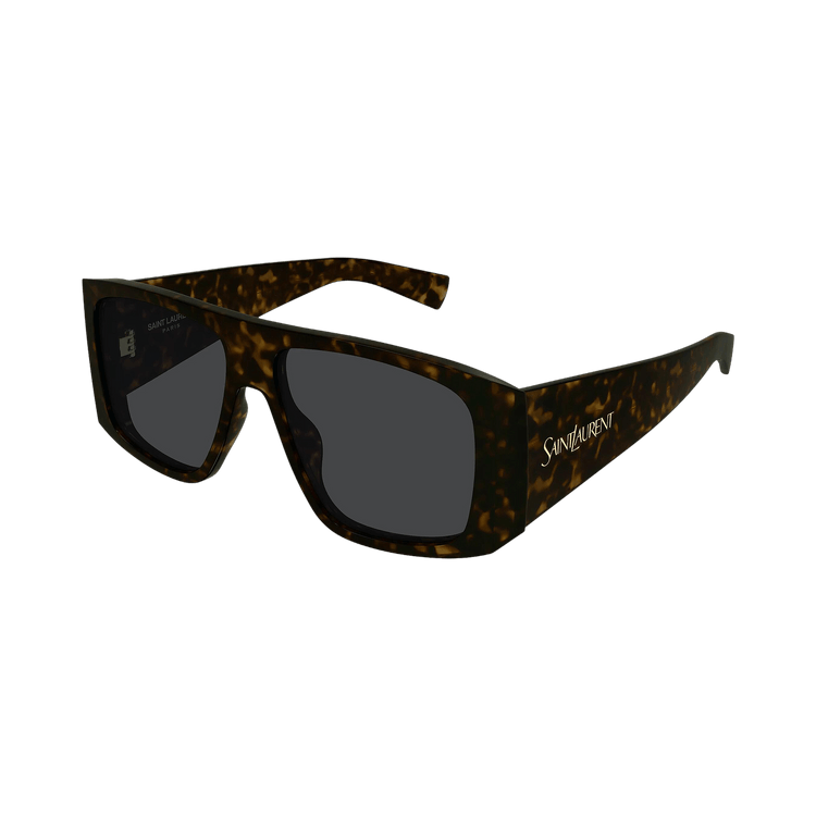 Saint Laurent Wide Rectangular Sunglasses — Brown