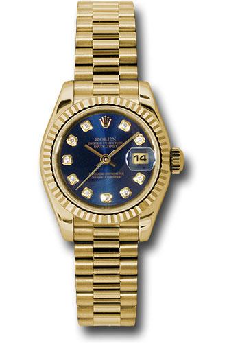 rolex-yellow-gold-lady-datejust-26-watch-fluted-bezel-blue-diamond-dial-president-bracelet-179178-bldp