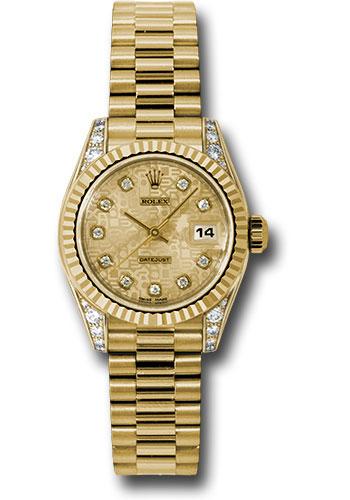 rolex-yellow-gold-lady-datejust-26-watch-fluted-bezel-champagne-jubilee-diamond-dial-president-bracelet-179238-chjdp