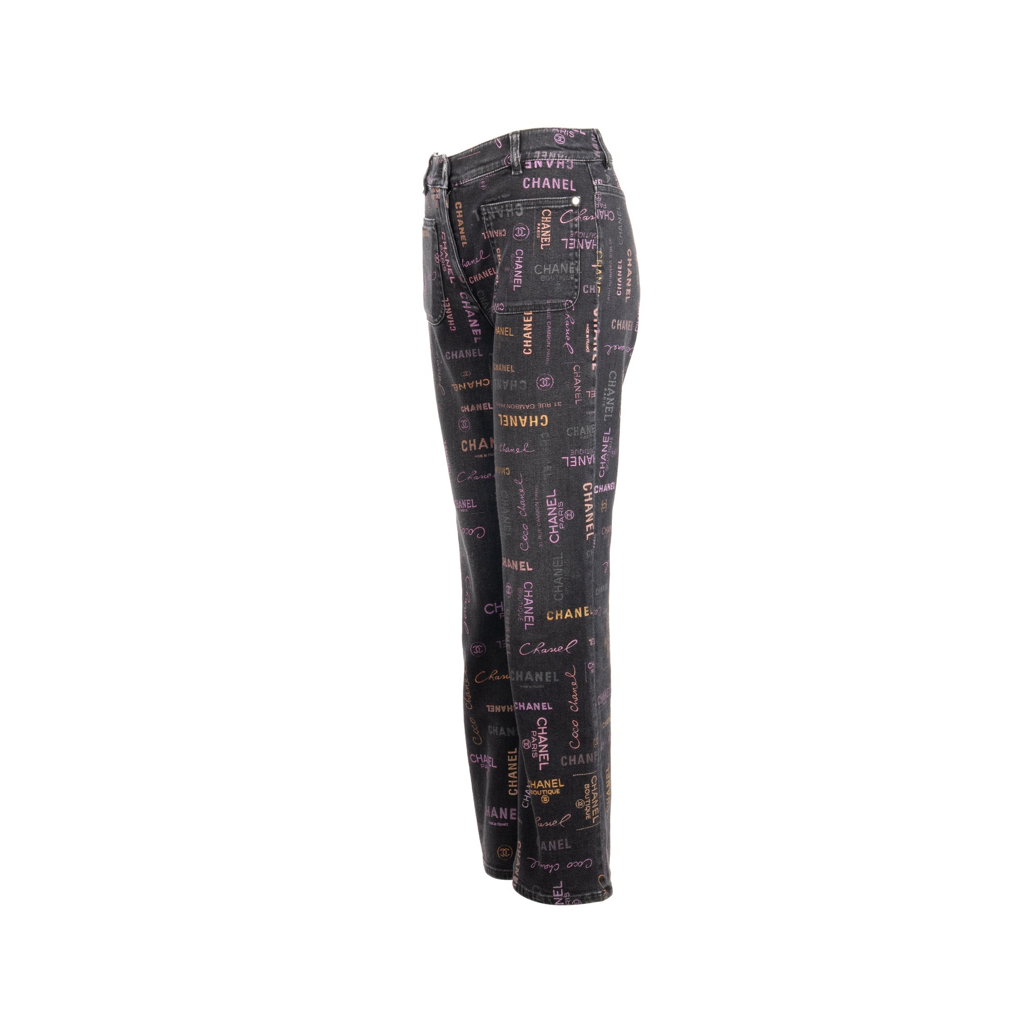 chanel-size-38-22p-letter-logo-print-straight-jeans-black