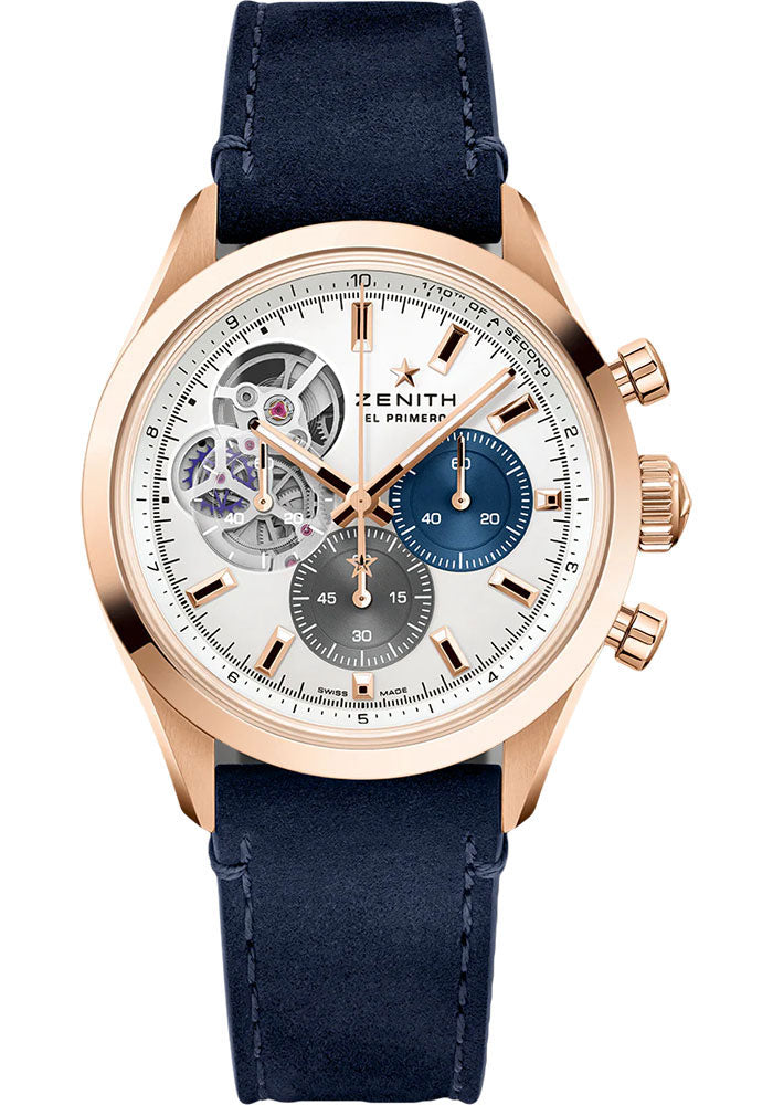 zenith-chronomaster-open-watch-39-5-mm-rose-gold-case-silver-matte-dial-blue-calfskin-strap-18-3300-3604-69-c922