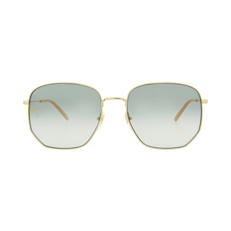 Gucci Square-Frame Metal Sunglasses — Gold – Green GG0396S 30006316 002