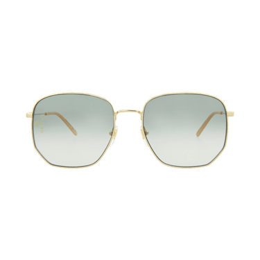 Gucci Square-Frame Metal Sunglasses — Gold – Green GG0396S 30006316 002