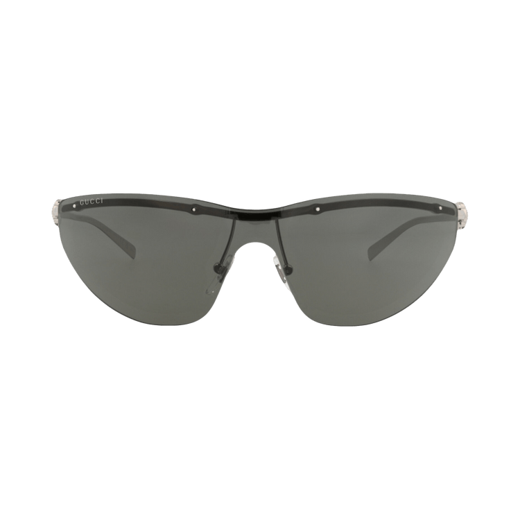 Gucci Shield-Frame Metal Sunglasses — Silver – Grey GG1700S 30015488 001