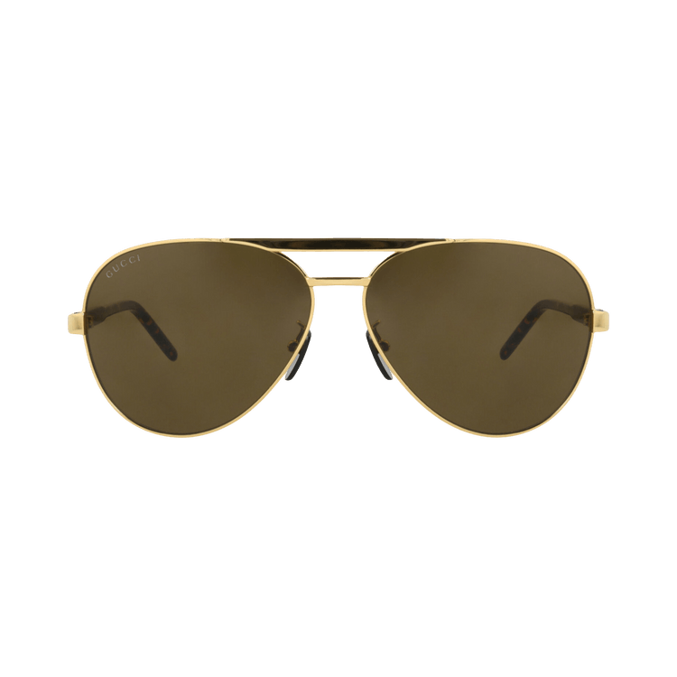 Gucci Aviator-Frame Metal Sunglasses — Gold – Havana Brown GG1163S 30013081 004