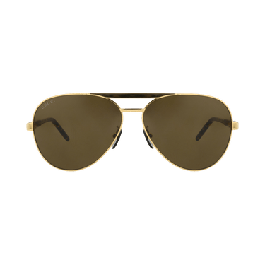 Gucci Aviator-Frame Metal Sunglasses — Gold – Havana Brown GG1163S 30013081 004