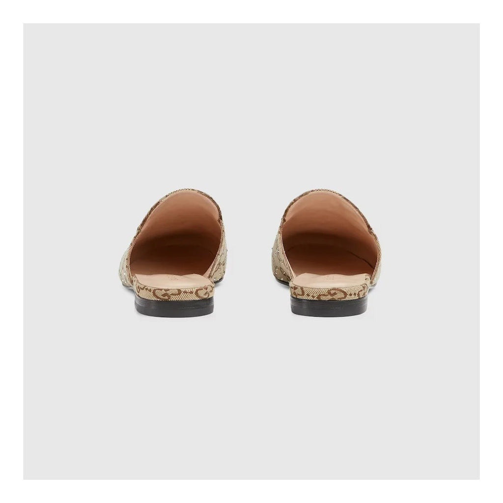 GUCCI GLITTER PRINCETOWN SLIPPERS BEIGE & BROWN GG