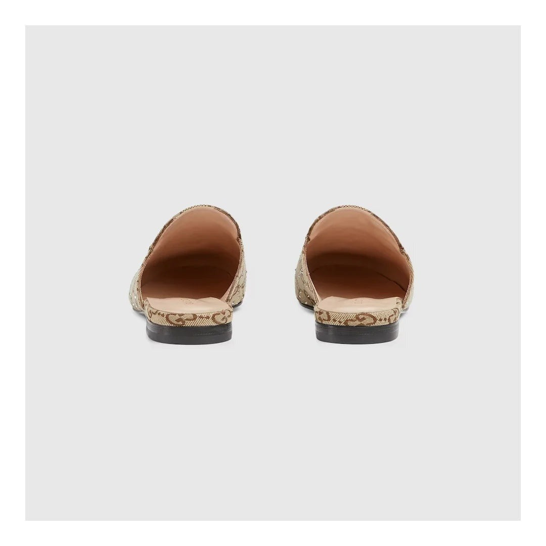GUCCI GLITTER PRINCETOWN SLIPPERS BEIGE & BROWN GG