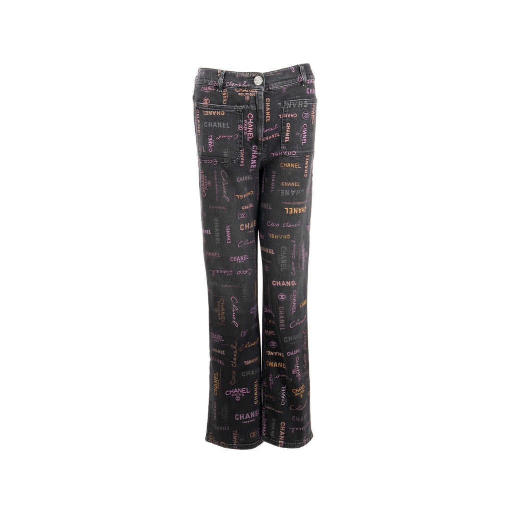 chanel-size-38-22p-letter-logo-print-straight-jeans-black