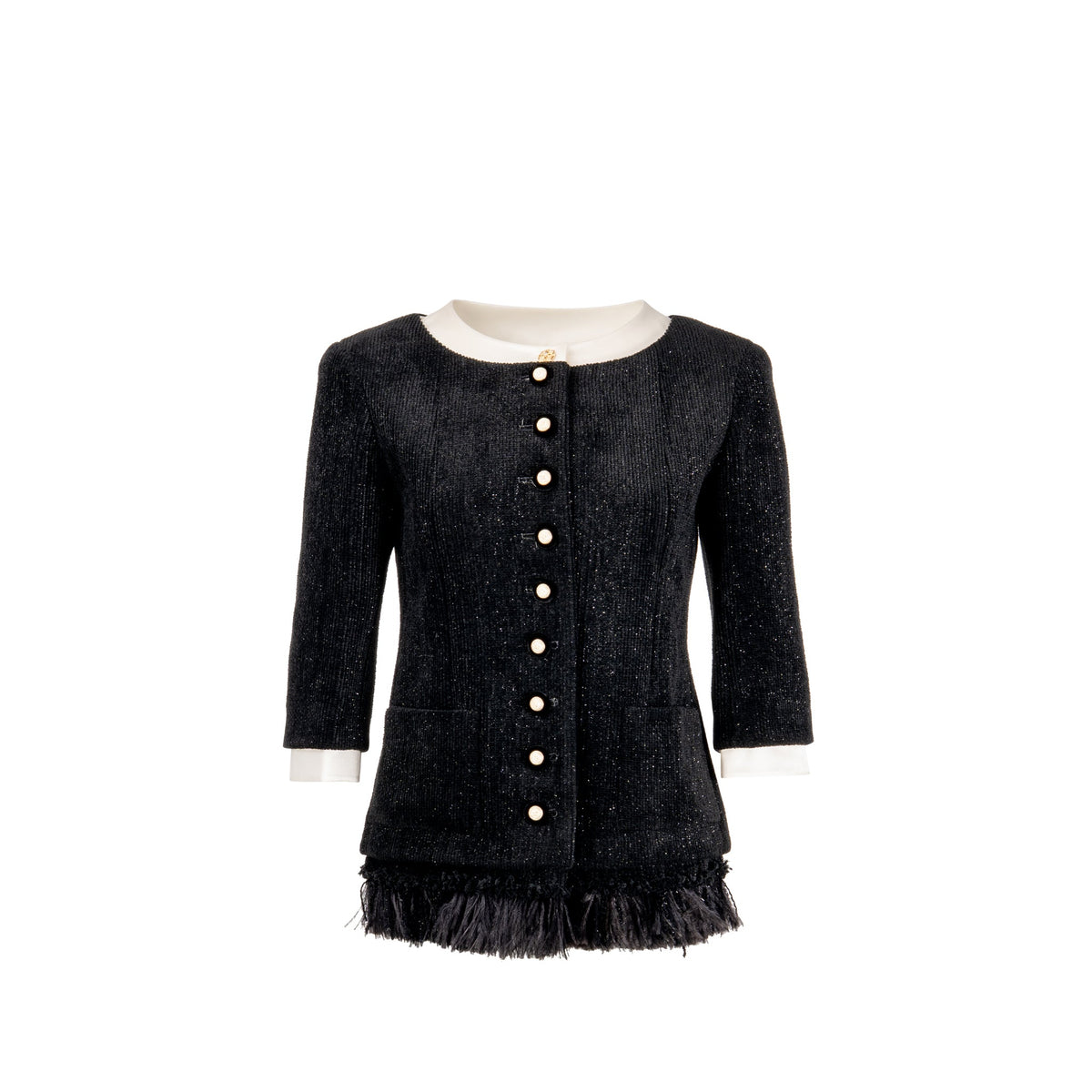 chanel-size-36-20a-runway-matiers-d-art-feather-trim-jacket-black