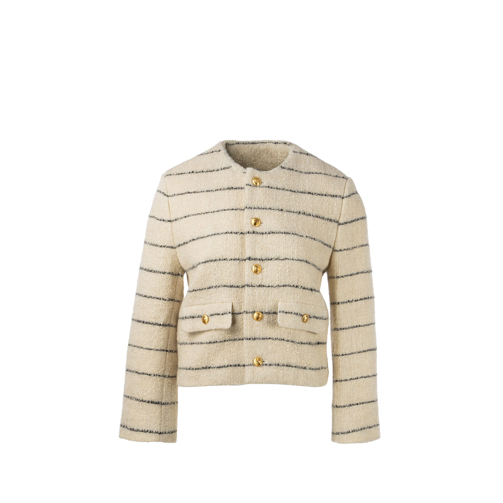 celine-size-34-chasseur-striped-evening-jacket-cream-black