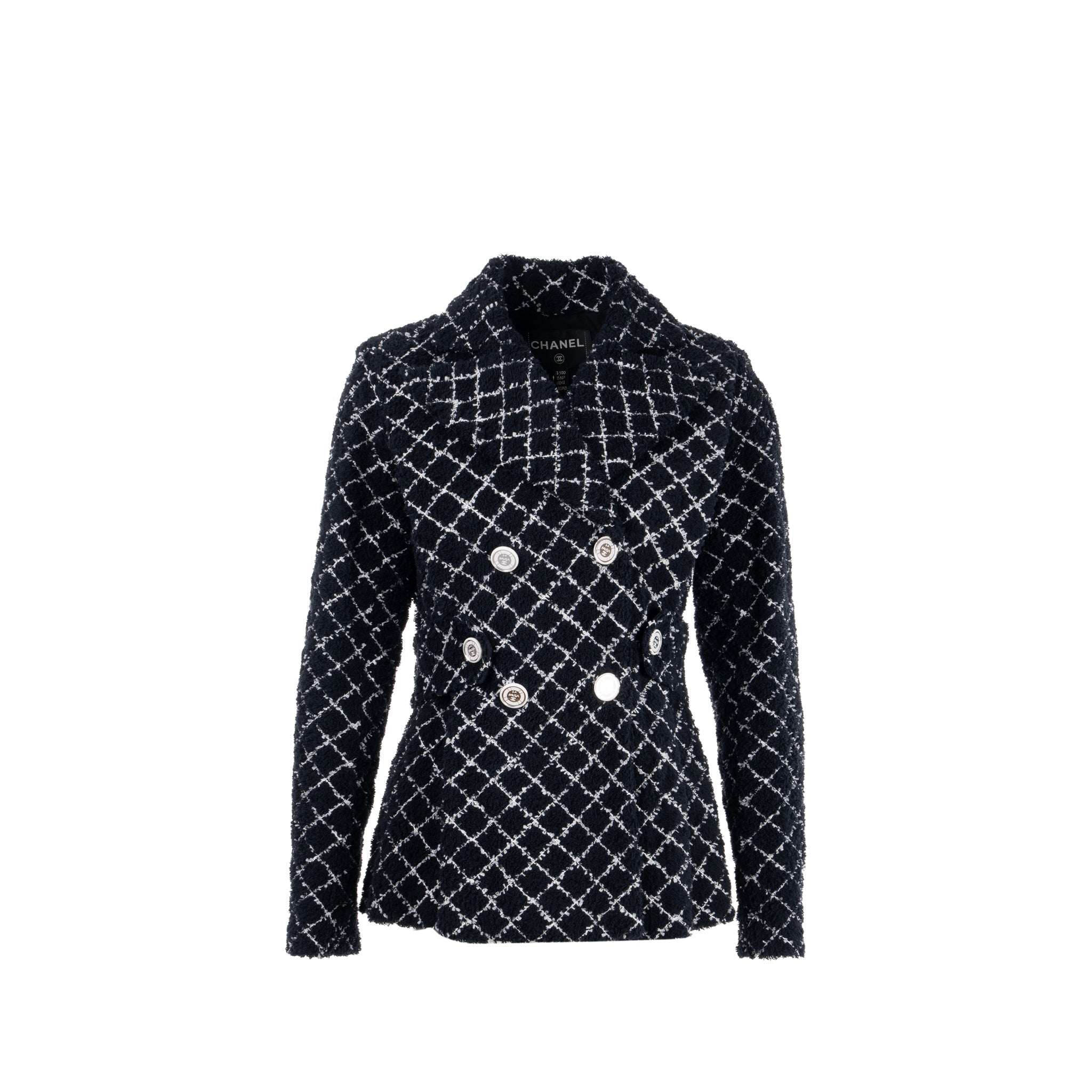 chanel-19c-size-34-jacket-cotton-knit-black-white