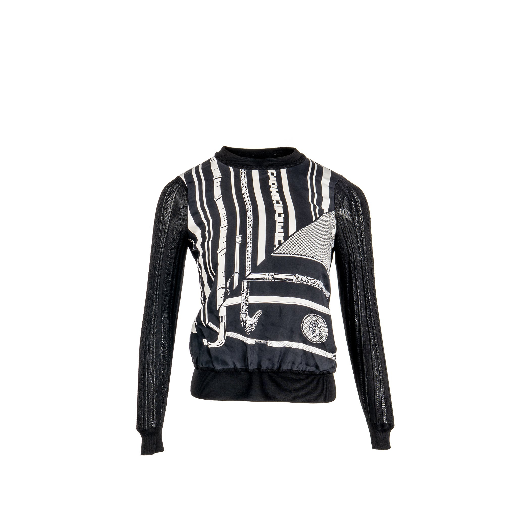 hermes-34-silk-printed-top-black-white