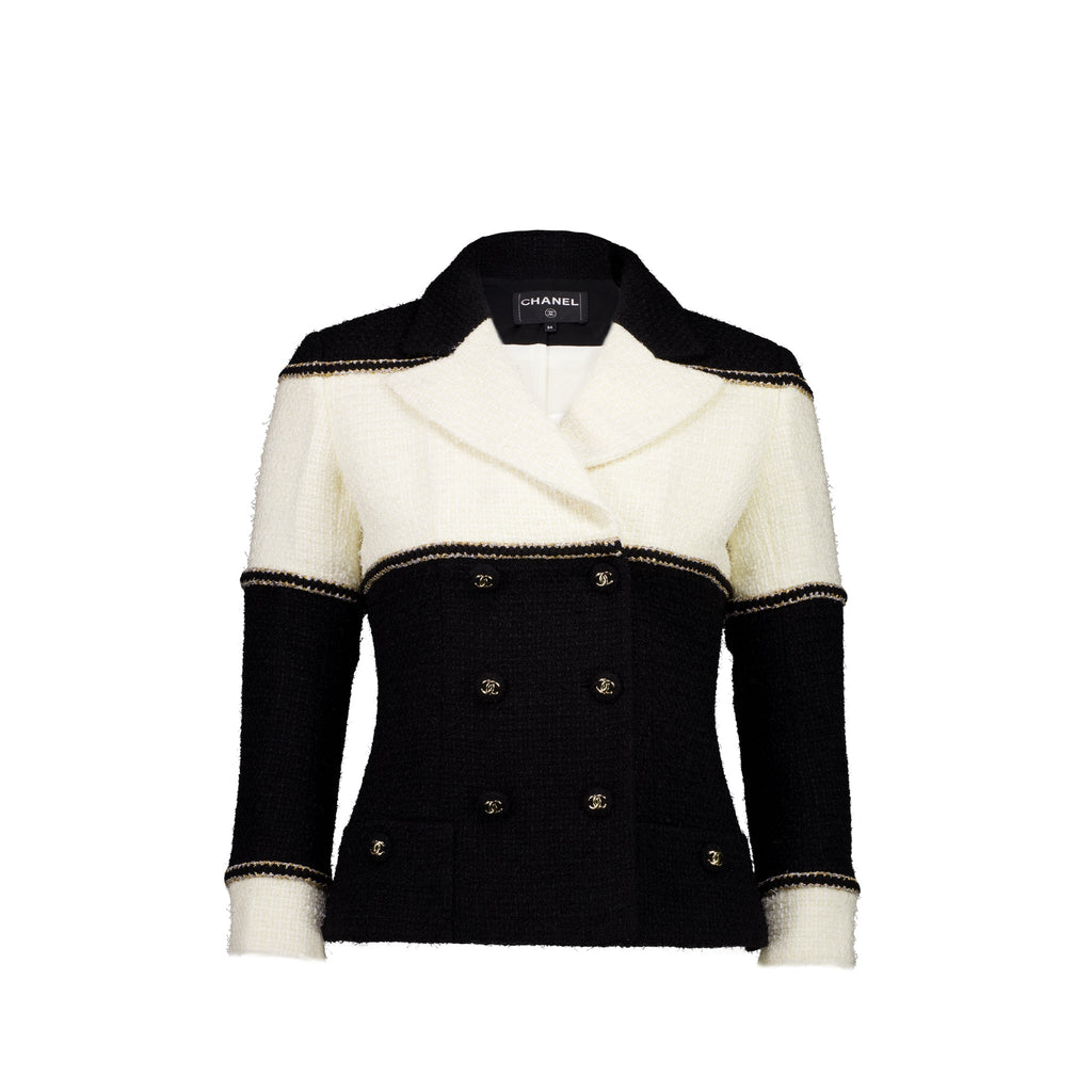 chanel-size-34-cc-buttons-tweed-jacket-black-white-gold-silver
