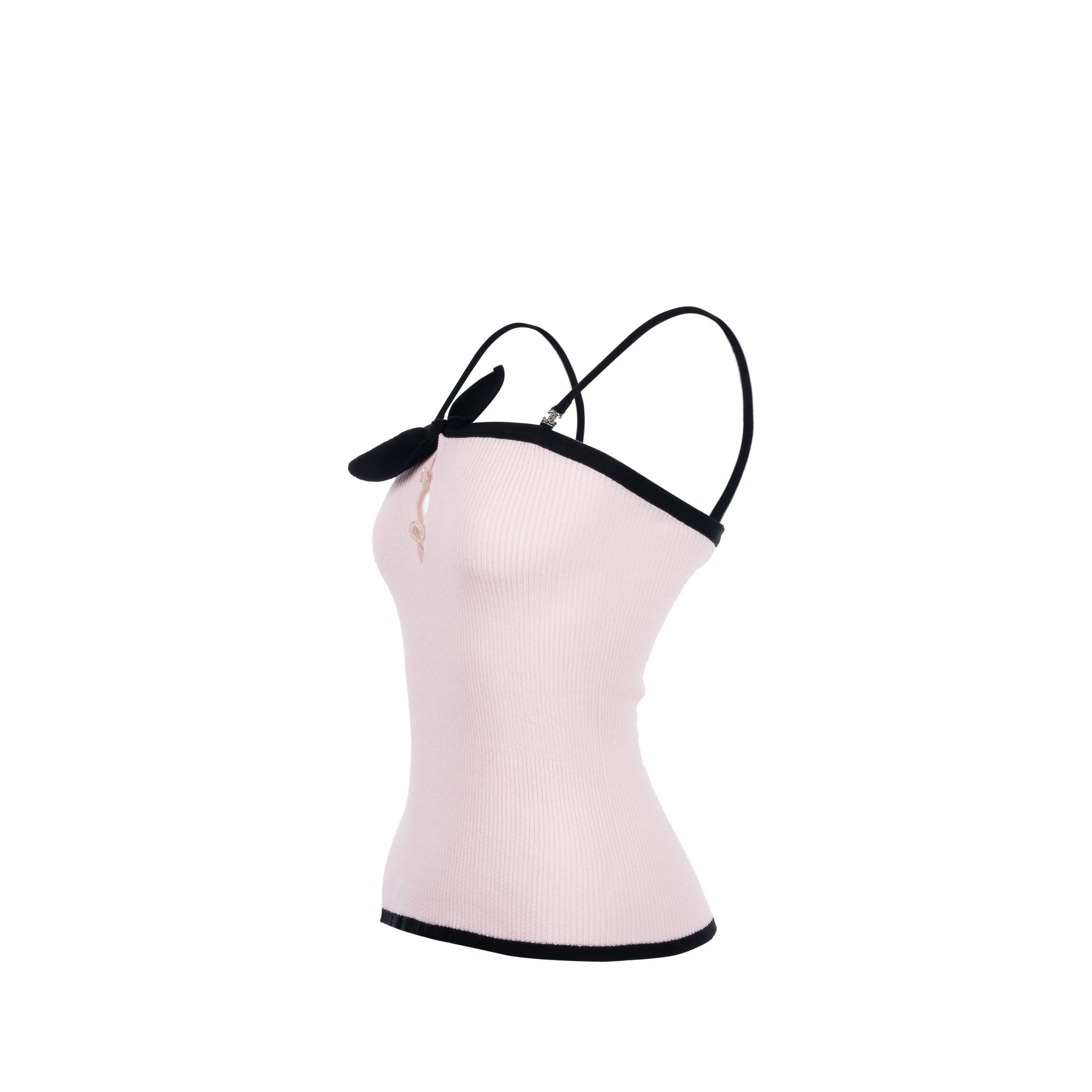 chanel-size-36-22p-cc-crystal-bow-cotton-tank-light-pink-black
