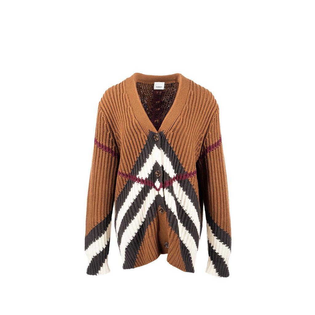 burberry-size-l-chevron-pattern-ribbed-cardigan-cashmere-cotton-brown-multicolour