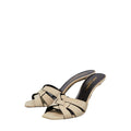 SAINT LAURENT LEATHER TRIBUTE HEELED MULES BEIGE