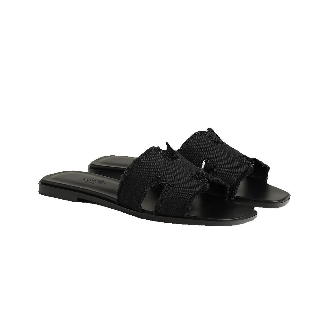 HERMÈS ORAN SANDAL BLACK CANVAS