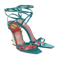 SAINT LAURENT SILK OPYUM SANDALS TEAL