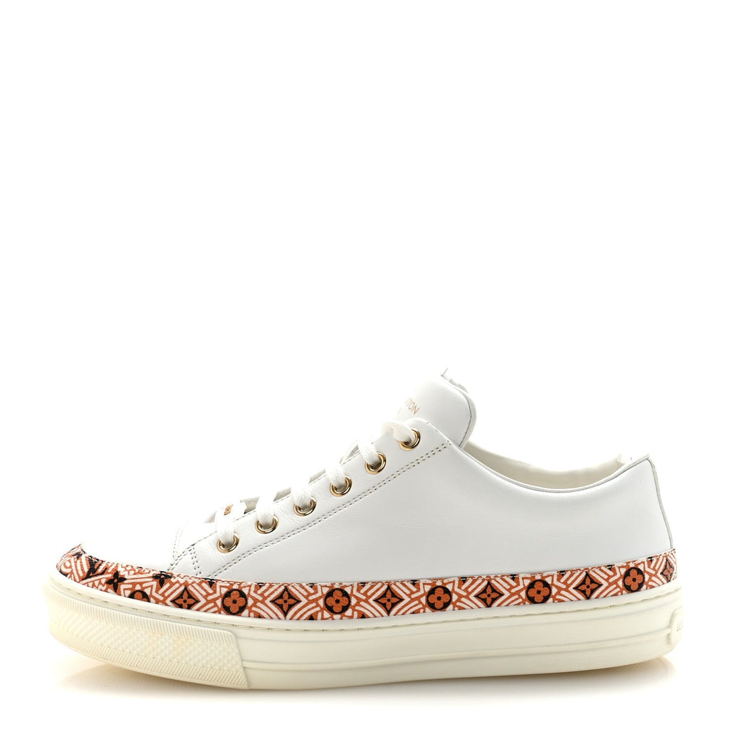 LOUIS VUITTON CALFSKIN MONOGRAM RUN AWAY SNEAKER WHITE WHITE & GOLD