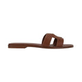 HERMÈS HERMES BOX CALFSKIN ORAN SANDAL ROUGE TOMETTE TAN & BROWN