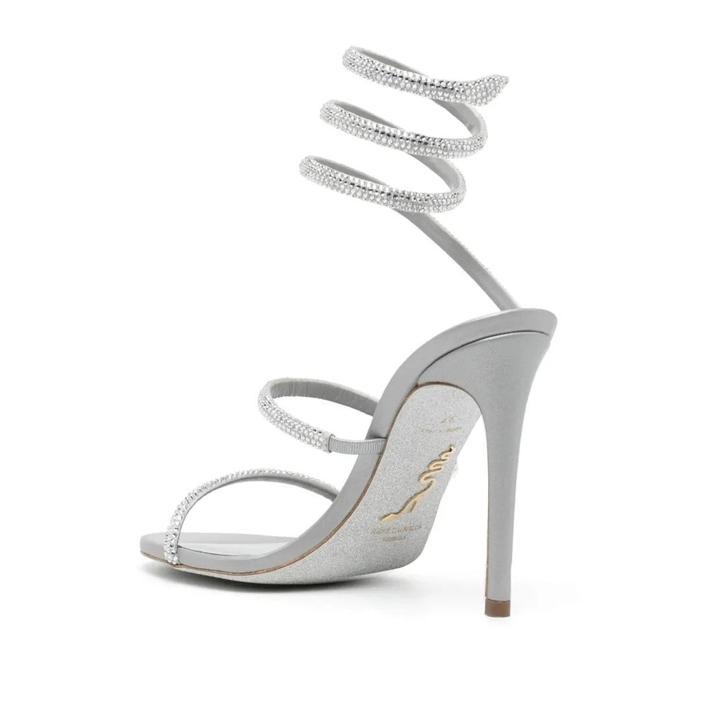 RENÉ CAOVILLA CLEO RHINESTONE-EMBELLISHED SANDAL SILVER