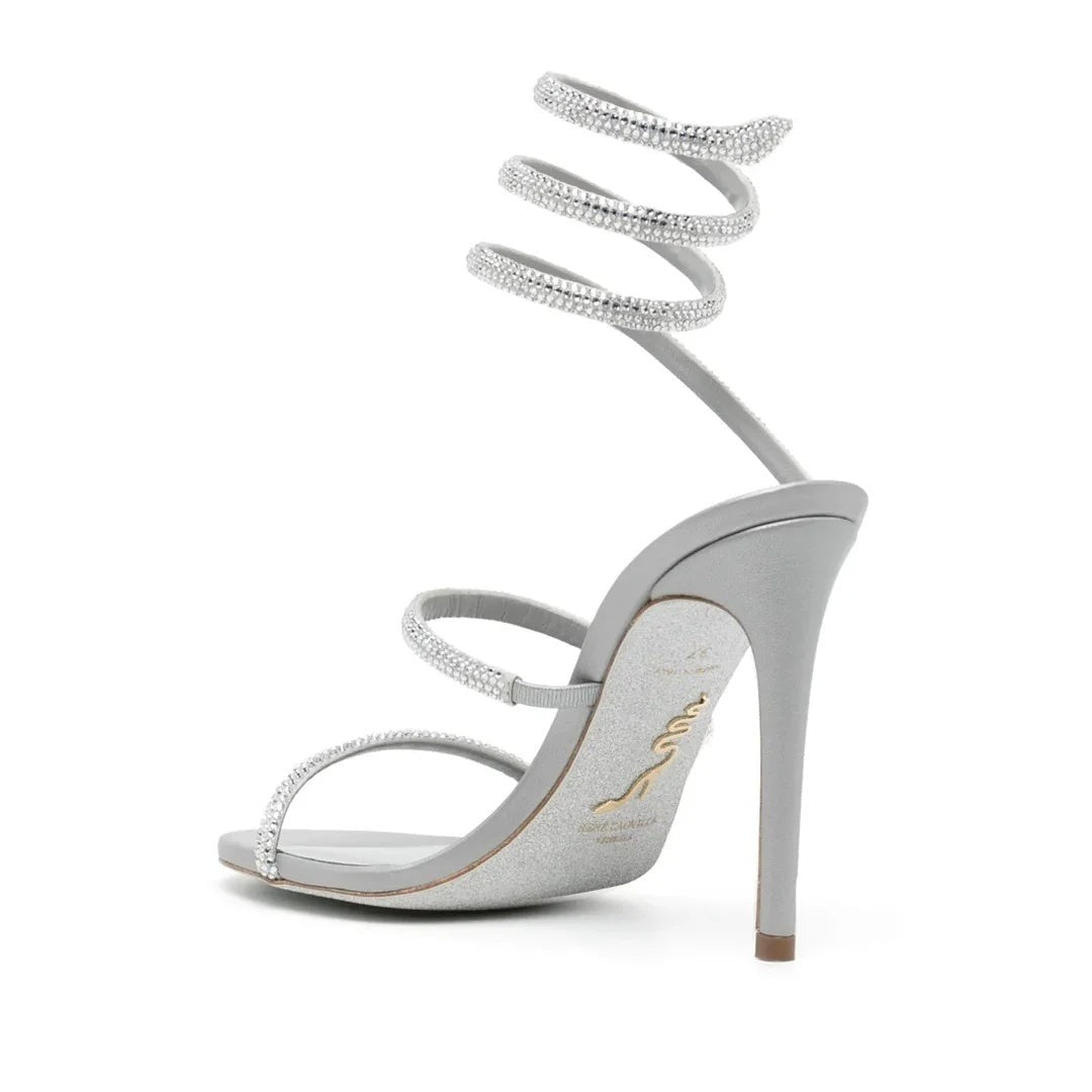 RENÉ CAOVILLA CLEO RHINESTONE-EMBELLISHED SANDAL SILVER