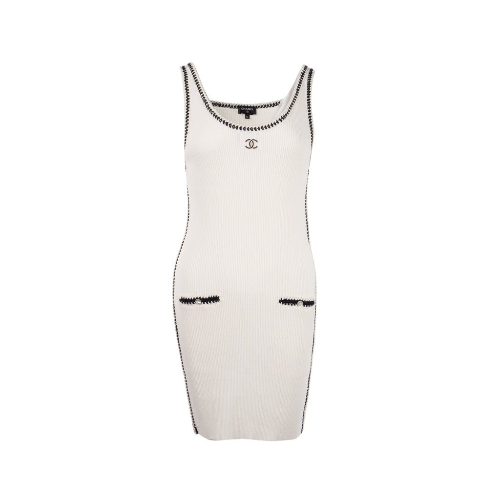 chanel-size-36-mini-dress-white-black-silk-cotton