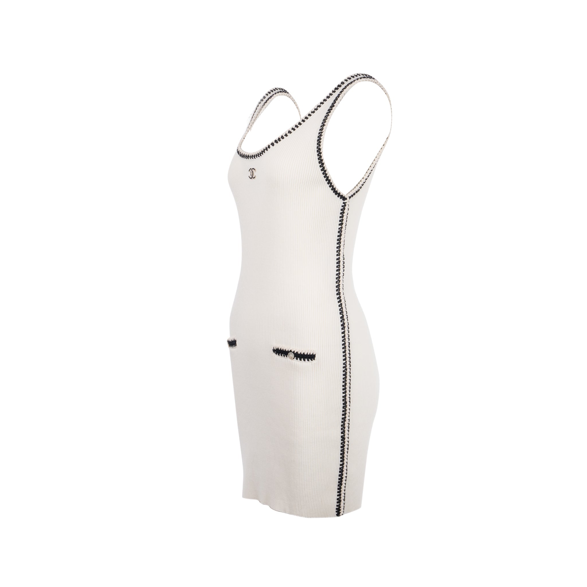 chanel-size-36-mini-dress-white-black-silk-cotton
