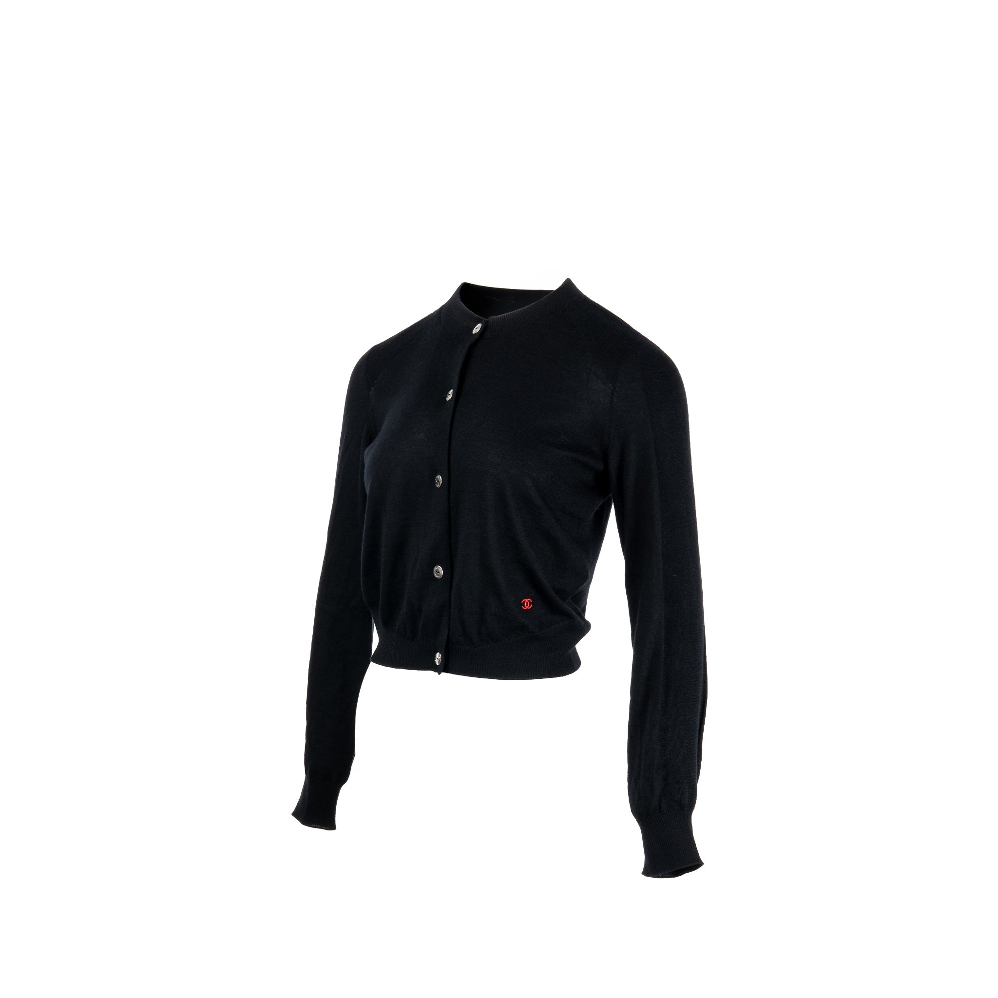 chanel-size-34-cardigan-silver-buttons-cashmere-black