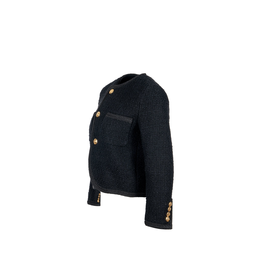 celine-size-34-chasseur-jacket-tweed-black