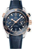 omega-planet-ocean-600-m-omega-co-axial-master-chronometer-chronograph-watch-45-5-mm-sedna-gold-and-steel-case-unidirectional-blue-ceramic-bezel-blue-ceramic-dial-blue-leather-strap-215-23-46-51-03-001