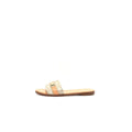 LOUIS VUITTON MONOGLAM LOCK IT FLAT MULE BEIGE & TAN