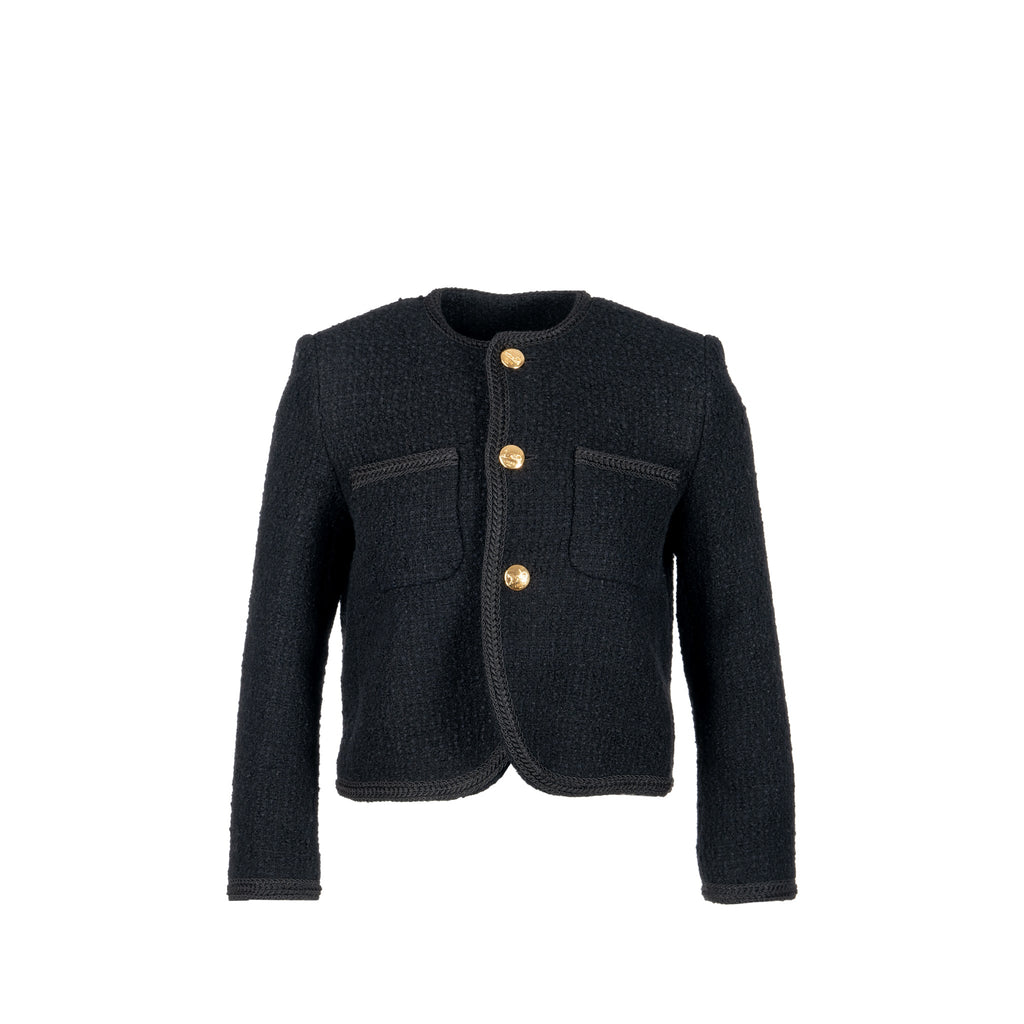 celine-size-34-chasseur-jacket-tweed-black