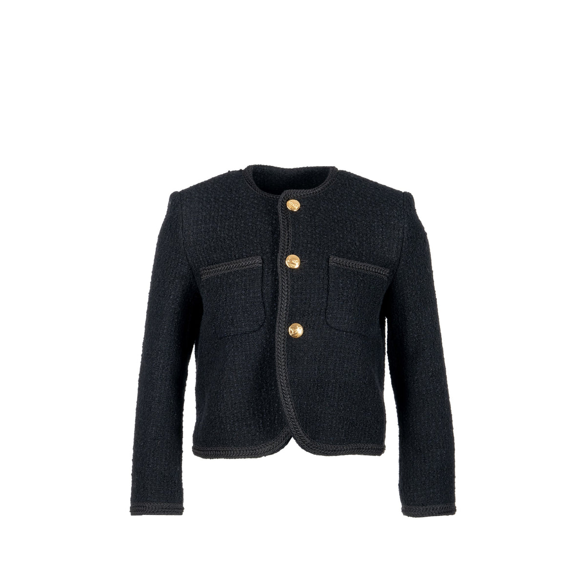celine-size-34-chasseur-jacket-tweed-black