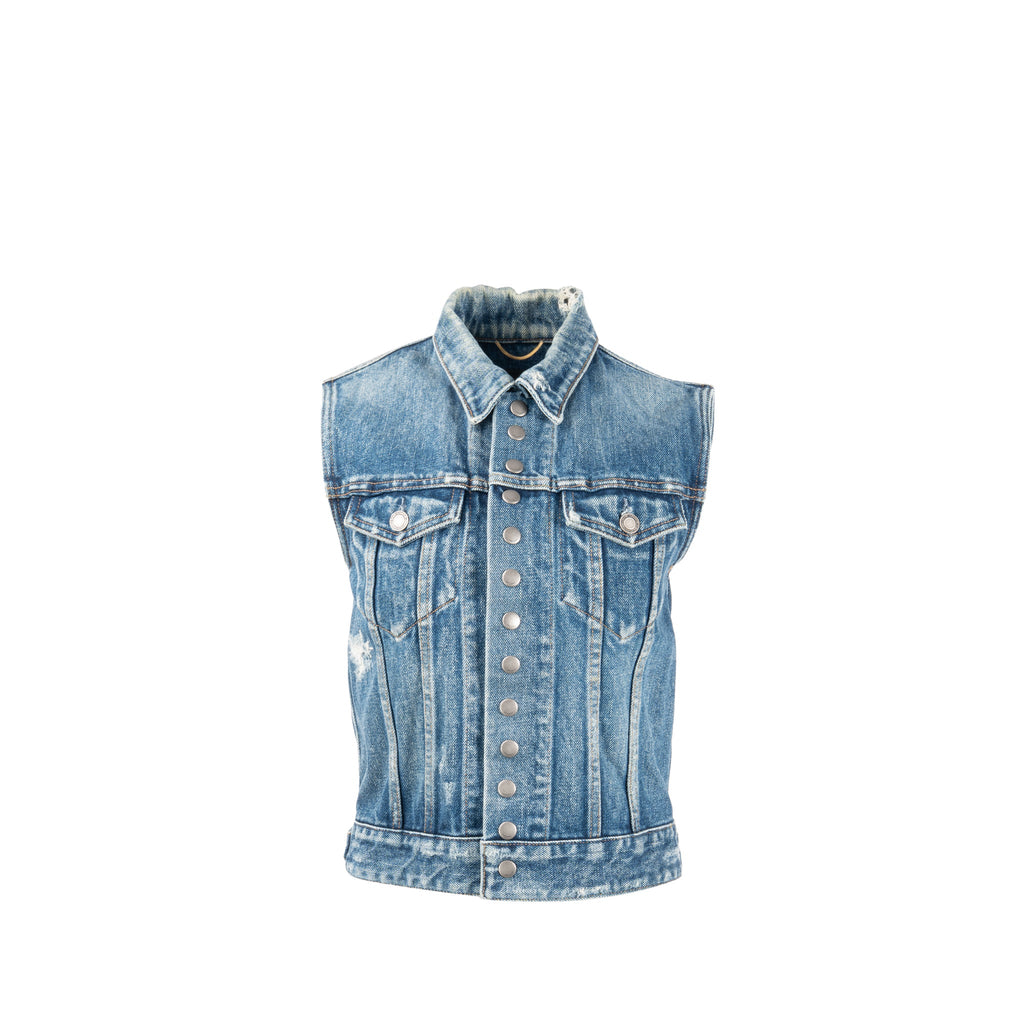 saint-laurent-size-xs-sleeveless-denim-vest-cotton-blue