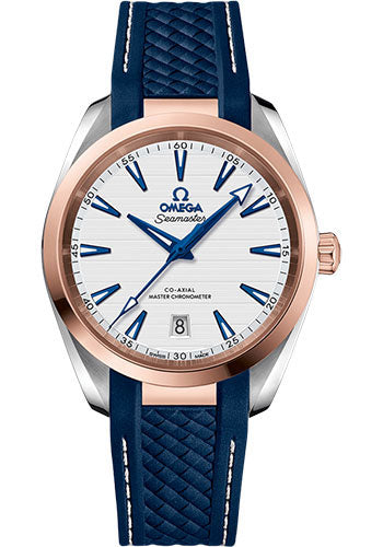 omega-aqua-terra-150m-co-axial-master-chronometer-watch-38-mm-steel-and-sedna-gold-case-silvery-dial-blue-structured-rubber-strap-220-22-38-20-02-001