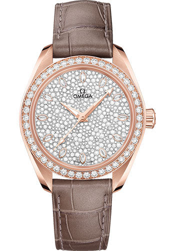 omega-seamaster-aqua-terra-150m-co-axial-master-chronometer-watch-34-mm-sedna-gold-case-diamond-set-bezel-radiant-diamond-dial-taupe-brown-leather-strap-220-58-34-20-99-003