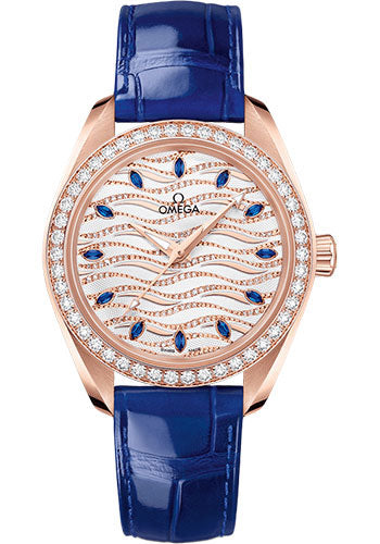 omega-seamaster-aqua-terra-150m-omega-co-axial-master-chronometer-34-mm-sedna-gold-case-diamond-bezel-white-diamond-wave-sapphire-dial-glossy-blue-leather-strap-220-58-34-20-99-005